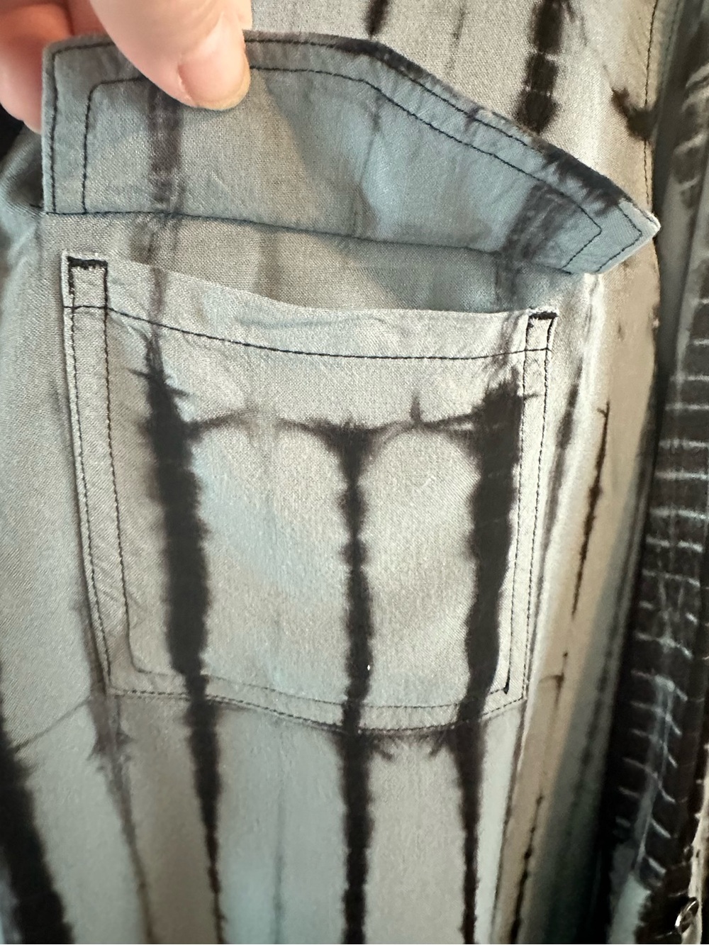 Rock N Republic Shibori Tie-Dye lace Up Women’s Shirt - Black on Light Teal Sz:M - Picture 4 of 7